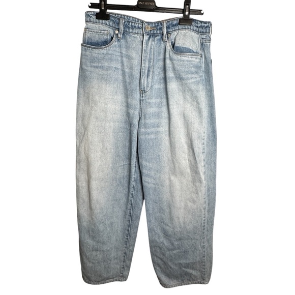 Blank NYC Denim - Blank NYC The Franklin Ribcage Wide Leg Jeans Sz 31 Light Wash Whiskering‎ READ